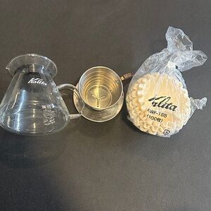 Kalita Clear Glass Coffee Server with Natural Paper Filters